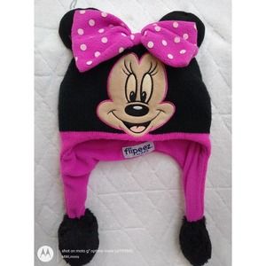Minnie Mouse ears Disney Flipeez ABG Child pink winter hat beanie bow pump
